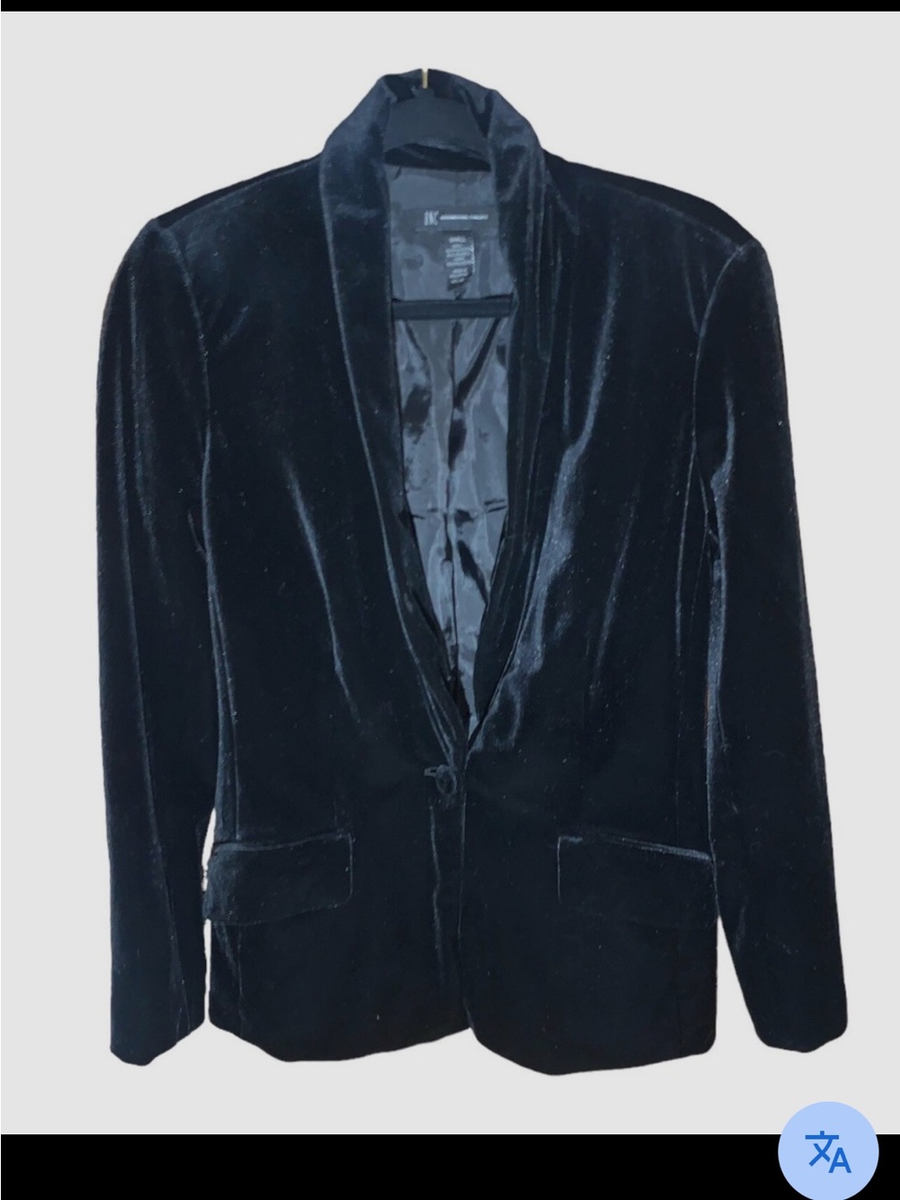 INC International Concepts Black Velvet Blazer Jacket